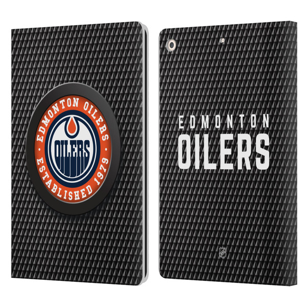 NHL Edmonton Oilers Puck Texture Leather Book Wallet Case Cover For Apple iPad 10.2 2019/2020/2021