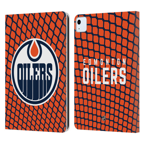 NHL Edmonton Oilers Net Pattern Leather Book Wallet Case Cover For Apple iPad Air 11 2020/2022/2024