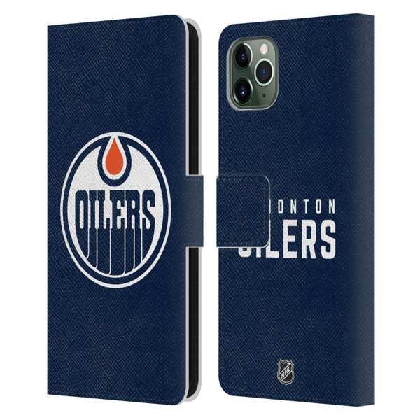 NHL Edmonton Oilers Plain Leather Book Wallet Case Cover For Apple iPhone 11 Pro Max