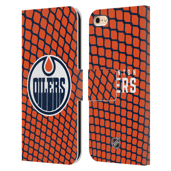 NHL Edmonton Oilers Net Pattern Leather Book Wallet Case Cover For Apple iPhone 6 / iPhone 6s