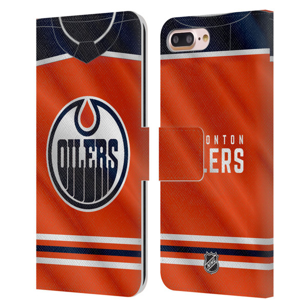 NHL Edmonton Oilers Jersey Leather Book Wallet Case Cover For Apple iPhone 7 Plus / iPhone 8 Plus