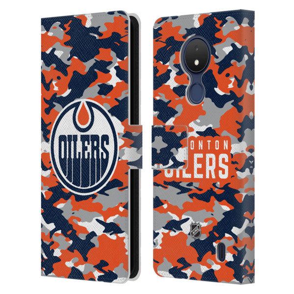 NHL Edmonton Oilers Camouflage Leather Book Wallet Case Cover For Nokia C21