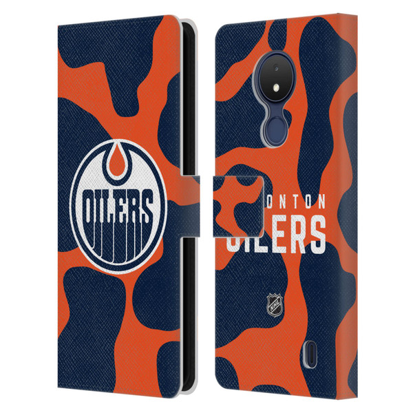 NHL Edmonton Oilers Cow Pattern Leather Book Wallet Case Cover For Nokia C21