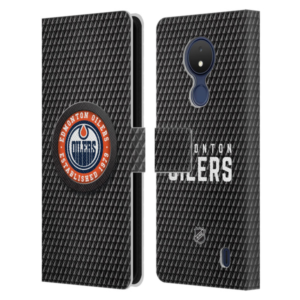 NHL Edmonton Oilers Puck Texture Leather Book Wallet Case Cover For Nokia C21