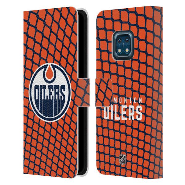 NHL Edmonton Oilers Net Pattern Leather Book Wallet Case Cover For Nokia XR20