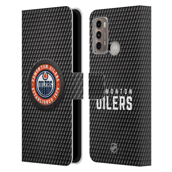 NHL Edmonton Oilers Puck Texture Leather Book Wallet Case Cover For Motorola Moto G60 / Moto G40 Fusion