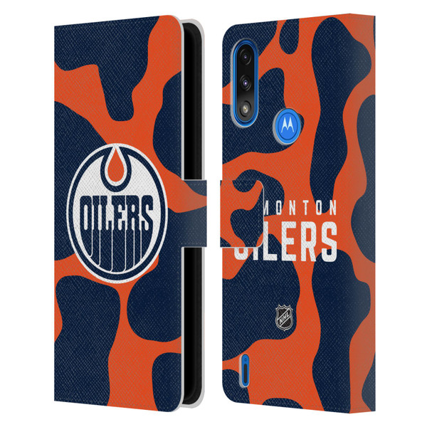 NHL Edmonton Oilers Cow Pattern Leather Book Wallet Case Cover For Motorola Moto E7 Power / Moto E7i Power