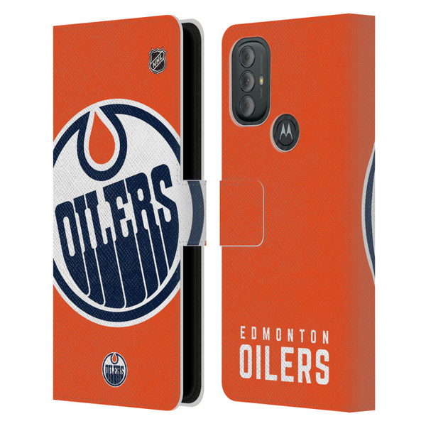 NHL Edmonton Oilers Oversized Leather Book Wallet Case Cover For Motorola Moto G10 / Moto G20 / Moto G30