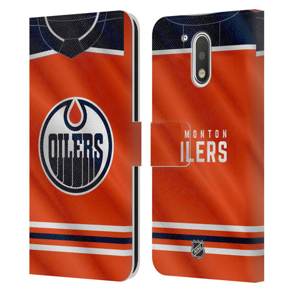 NHL Edmonton Oilers Jersey Leather Book Wallet Case Cover For Motorola Moto G41