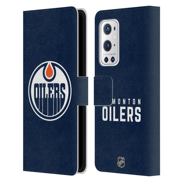 NHL Edmonton Oilers Plain Leather Book Wallet Case Cover For OnePlus 9 Pro