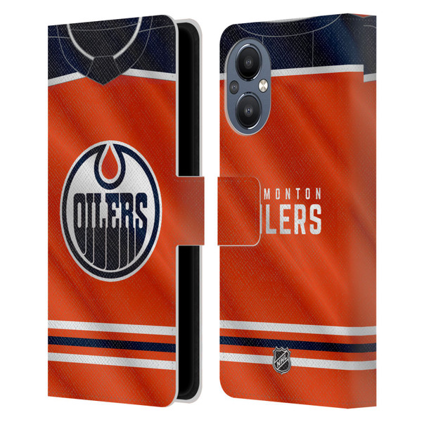 NHL Edmonton Oilers Jersey Leather Book Wallet Case Cover For OnePlus Nord N20 5G