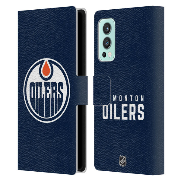 NHL Edmonton Oilers Plain Leather Book Wallet Case Cover For OnePlus Nord 2 5G