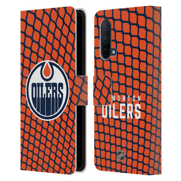 NHL Edmonton Oilers Net Pattern Leather Book Wallet Case Cover For OnePlus Nord CE 5G