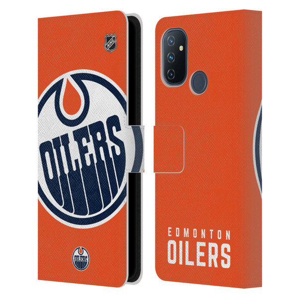 NHL Edmonton Oilers Oversized Leather Book Wallet Case Cover For OnePlus Nord N100