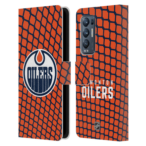 NHL Edmonton Oilers Net Pattern Leather Book Wallet Case Cover For OPPO Find X3 Neo / Reno5 Pro+ 5G