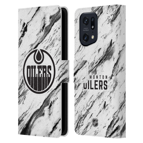 NHL Edmonton Oilers Marble Leather Book Wallet Case Cover For OPPO Find X5 Pro