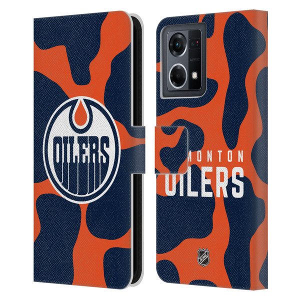 NHL Edmonton Oilers Cow Pattern Leather Book Wallet Case Cover For OPPO Reno8 4G