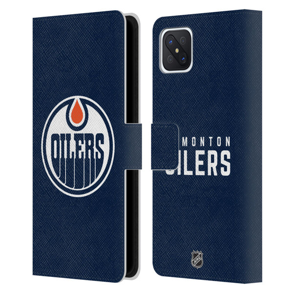 NHL Edmonton Oilers Plain Leather Book Wallet Case Cover For OPPO Reno4 Z 5G