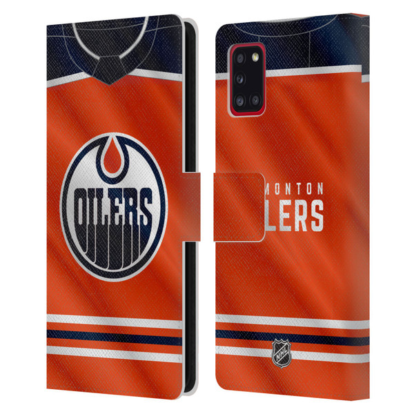 NHL Edmonton Oilers Jersey Leather Book Wallet Case Cover For Samsung Galaxy A31 (2020)