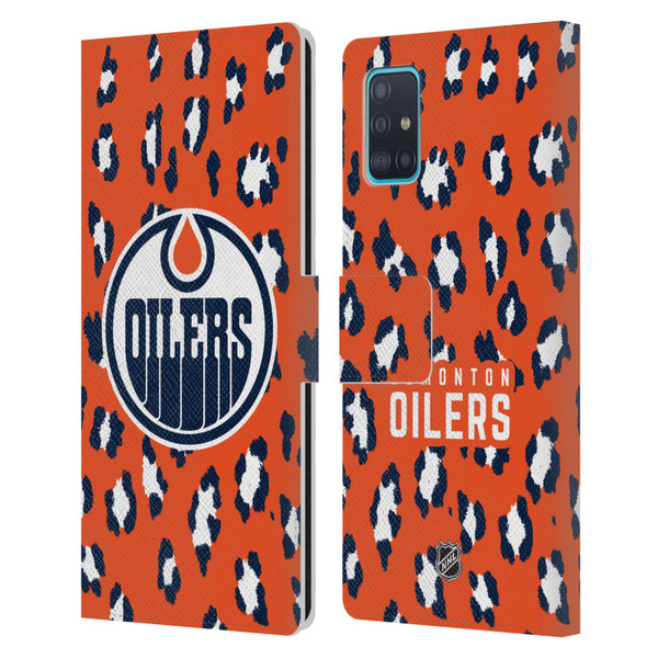 NHL Edmonton Oilers Leopard Patten Leather Book Wallet Case Cover For Samsung Galaxy A51 (2019)