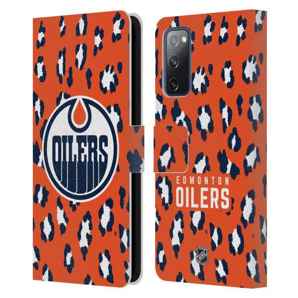 NHL Edmonton Oilers Leopard Patten Leather Book Wallet Case Cover For Samsung Galaxy S20 FE / 5G