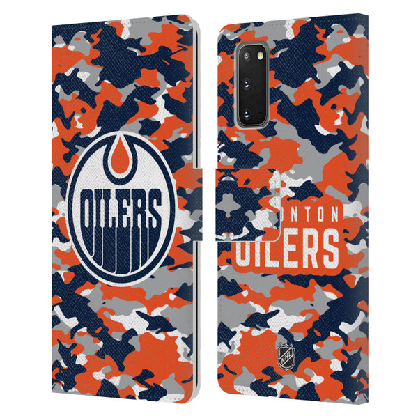 NHL Edmonton Oilers Camouflage Leather Book Wallet Case Cover For Samsung Galaxy S20 / S20 5G
