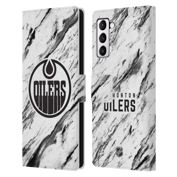 NHL Edmonton Oilers Marble Leather Book Wallet Case Cover For Samsung Galaxy S21+ 5G