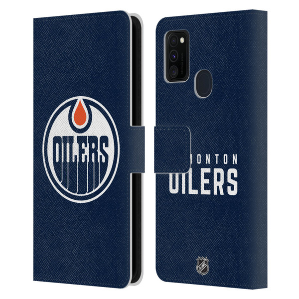 NHL Edmonton Oilers Plain Leather Book Wallet Case Cover For Samsung Galaxy M30s (2019)/M21 (2020)