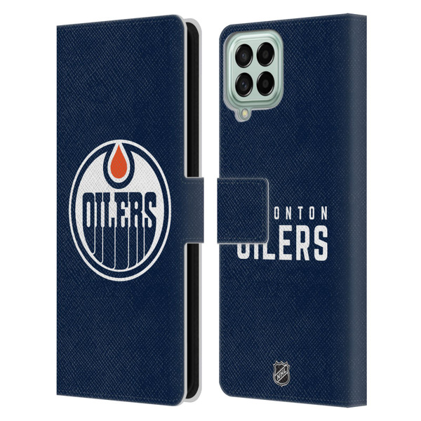 NHL Edmonton Oilers Plain Leather Book Wallet Case Cover For Samsung Galaxy M33 (2022)