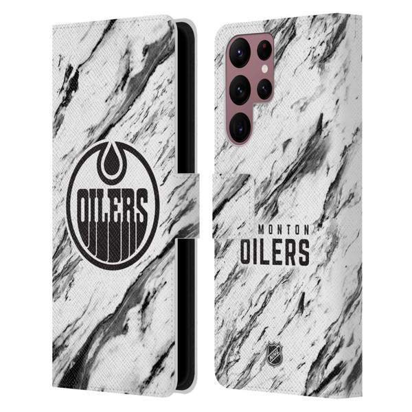 NHL Edmonton Oilers Marble Leather Book Wallet Case Cover For Samsung Galaxy S22 Ultra 5G