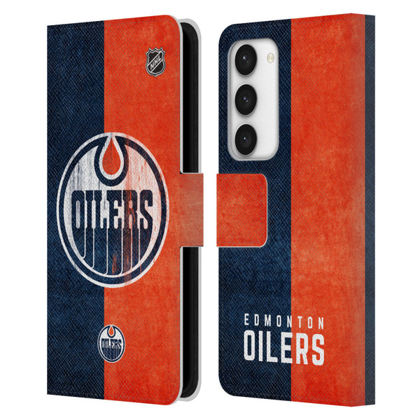 NHL Edmonton Oilers Half Distressed Leather Book Wallet Case Cover For Samsung Galaxy S23 5G