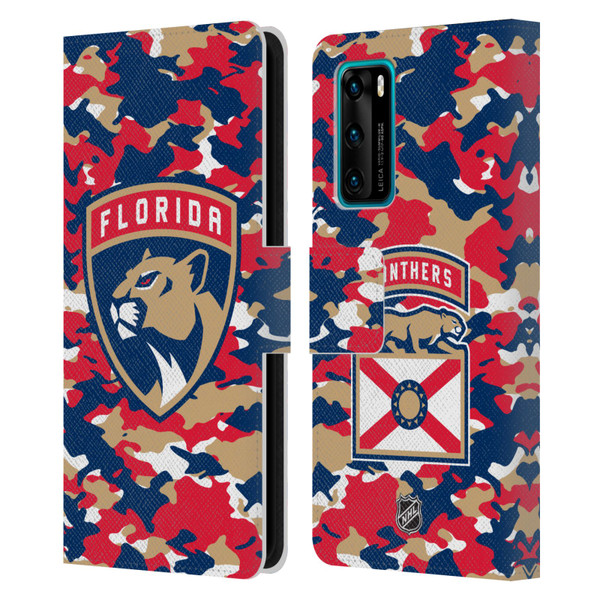 NHL Florida Panthers Camouflage Leather Book Wallet Case Cover For Huawei P40 5G
