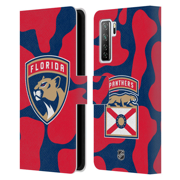 NHL Florida Panthers Cow Pattern Leather Book Wallet Case Cover For Huawei Nova 7 SE/P40 Lite 5G