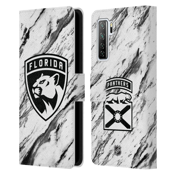 NHL Florida Panthers Marble Leather Book Wallet Case Cover For Huawei Nova 7 SE/P40 Lite 5G