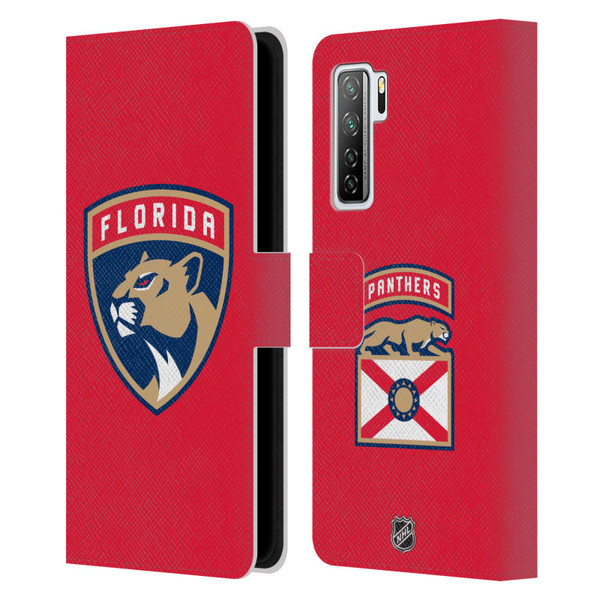 NHL Florida Panthers Plain Leather Book Wallet Case Cover For Huawei Nova 7 SE/P40 Lite 5G