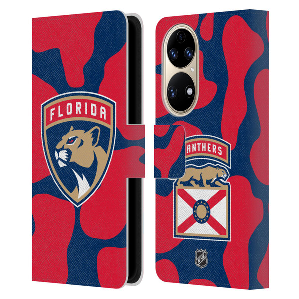 NHL Florida Panthers Cow Pattern Leather Book Wallet Case Cover For Huawei P50