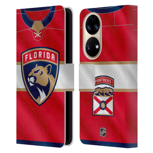 NHL Florida Panthers Jersey Leather Book Wallet Case Cover For Huawei P50
