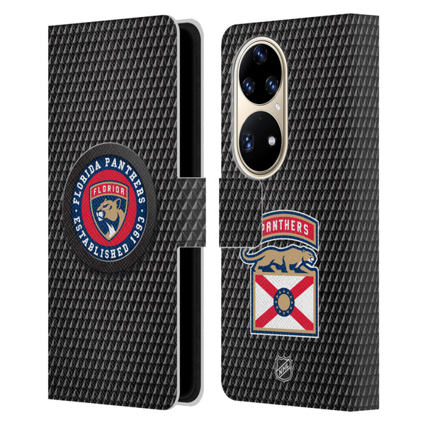 NHL Florida Panthers Puck Texture Leather Book Wallet Case Cover For Huawei P50 Pro
