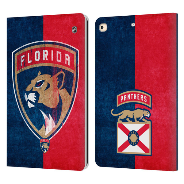 NHL Florida Panthers Half Distressed Leather Book Wallet Case Cover For Apple iPad 9.7 2017 / iPad 9.7 2018