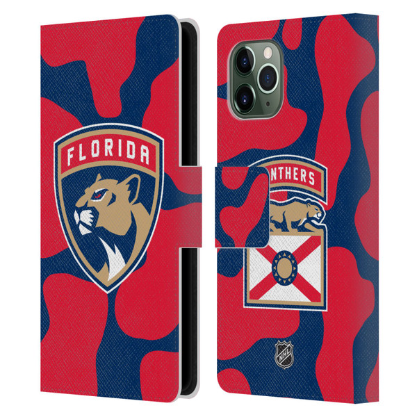 NHL Florida Panthers Cow Pattern Leather Book Wallet Case Cover For Apple iPhone 11 Pro