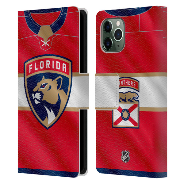 NHL Florida Panthers Jersey Leather Book Wallet Case Cover For Apple iPhone 11 Pro