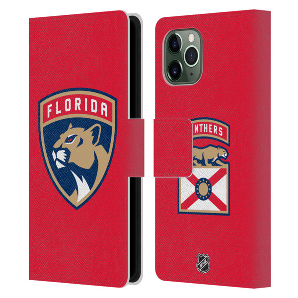 NHL Florida Panthers Plain Leather Book Wallet Case Cover For Apple iPhone 11 Pro