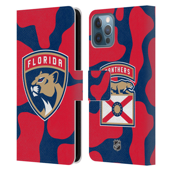 NHL Florida Panthers Cow Pattern Leather Book Wallet Case Cover For Apple iPhone 12 / iPhone 12 Pro