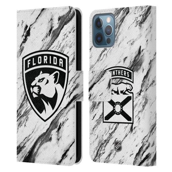 NHL Florida Panthers Marble Leather Book Wallet Case Cover For Apple iPhone 12 / iPhone 12 Pro