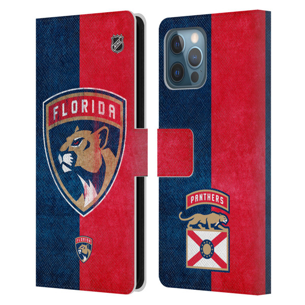 NHL Florida Panthers Half Distressed Leather Book Wallet Case Cover For Apple iPhone 12 Pro Max