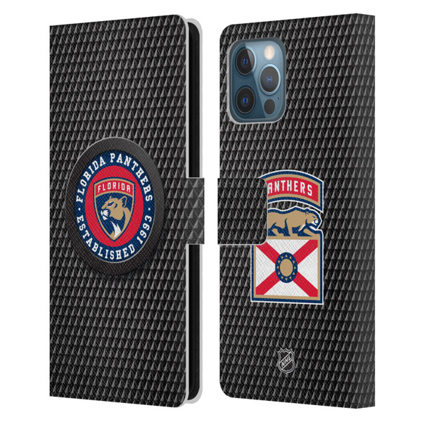 NHL Florida Panthers Puck Texture Leather Book Wallet Case Cover For Apple iPhone 12 Pro Max