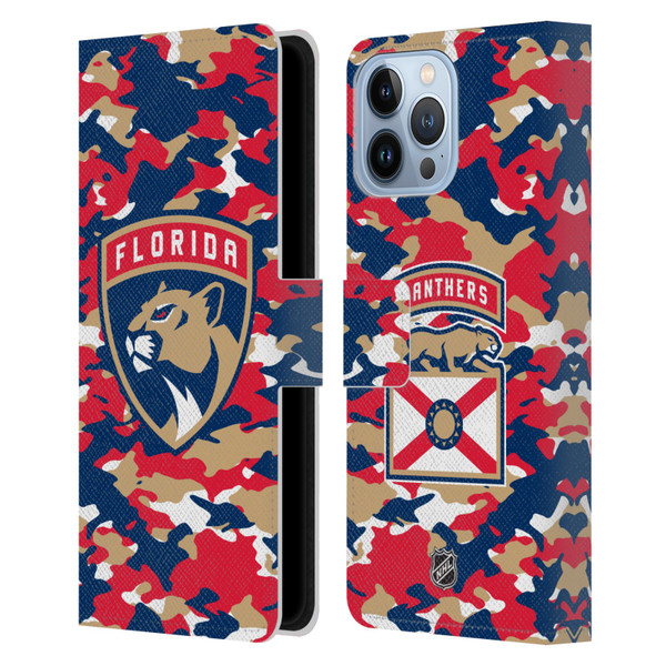 NHL Florida Panthers Camouflage Leather Book Wallet Case Cover For Apple iPhone 13 Pro Max