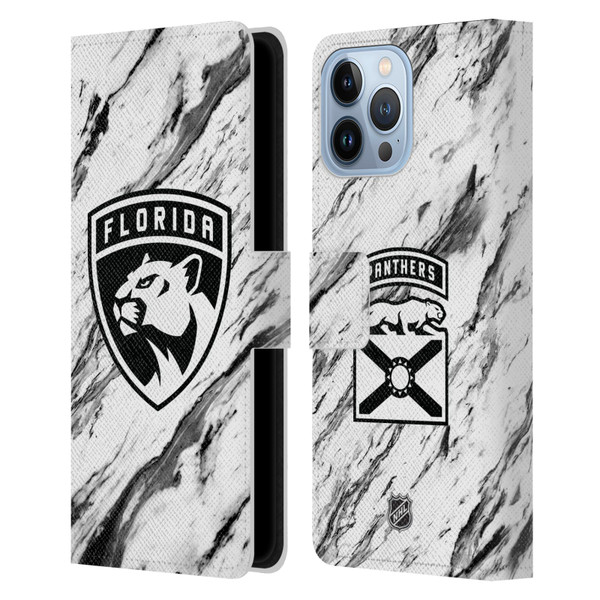 NHL Florida Panthers Marble Leather Book Wallet Case Cover For Apple iPhone 13 Pro Max