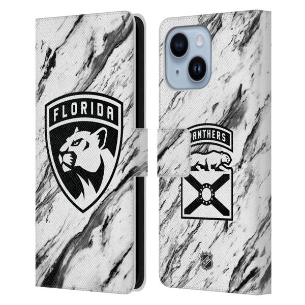 NHL Florida Panthers Marble Leather Book Wallet Case Cover For Apple iPhone 14 Plus