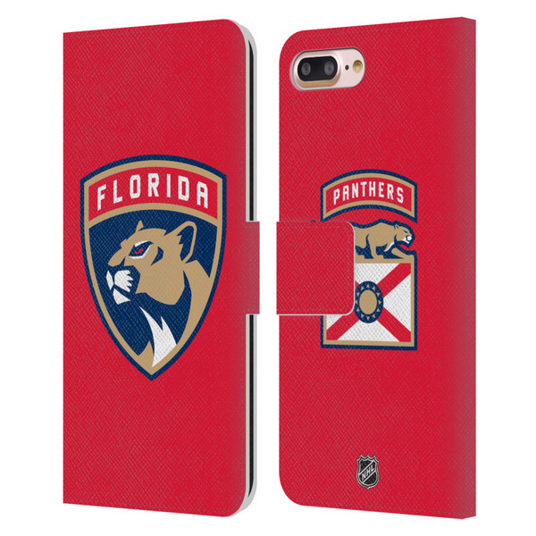 NHL Florida Panthers Plain Leather Book Wallet Case Cover For Apple iPhone 7 Plus / iPhone 8 Plus